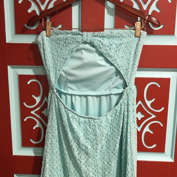 NWOT Mint Strapless/Open Back Lace/Crochet Maxi L - Picture 9 of 13